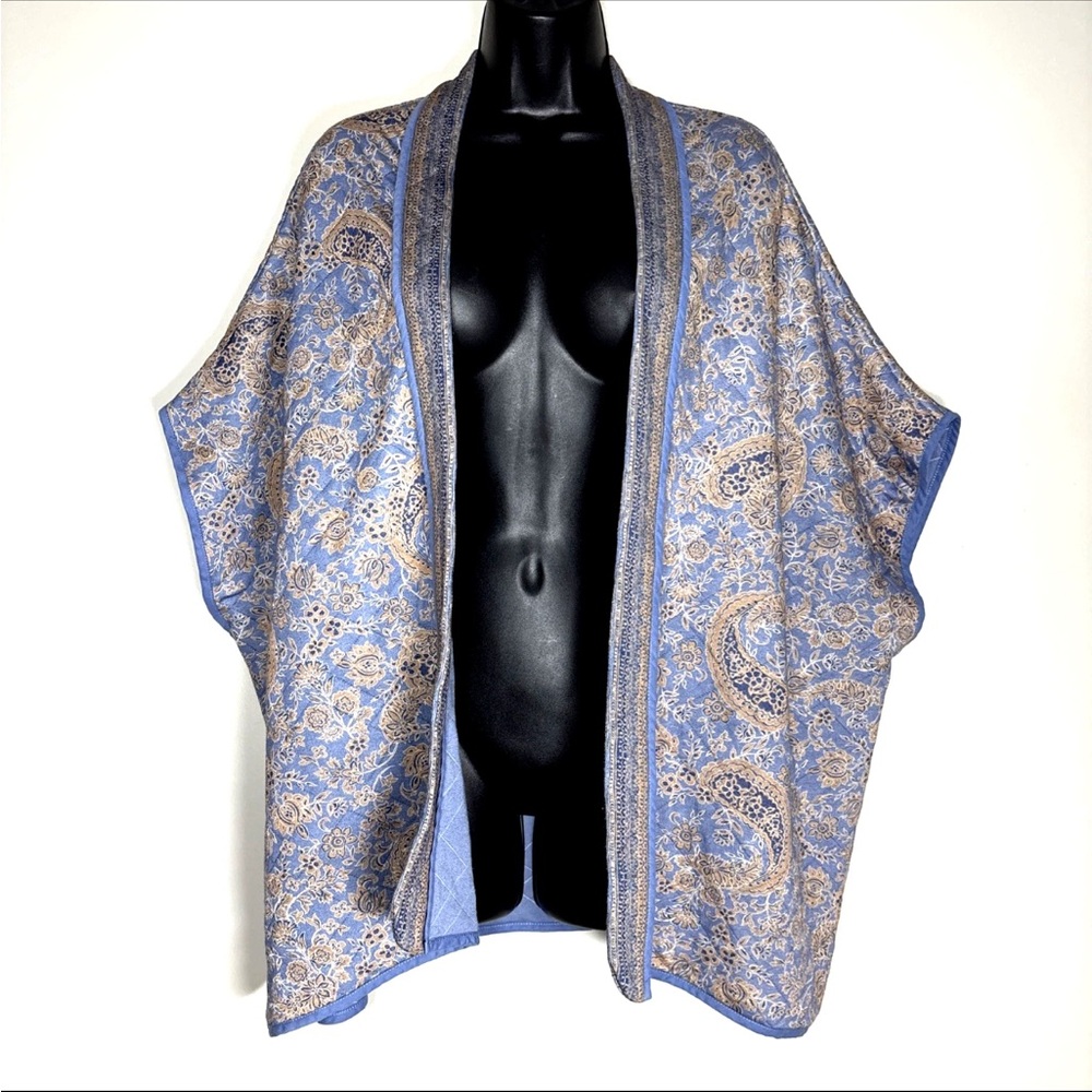 J Jill kimono S M L quilted floral paisley ruana jacket 
Open no closures